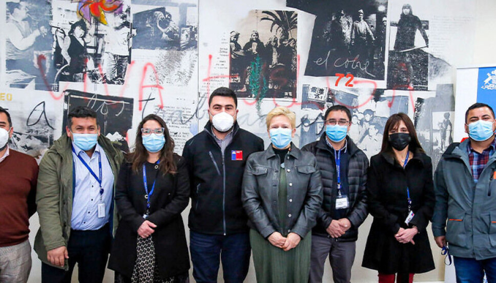 El Director del Trabajo, Pablo Zenteno, junto a los representantes laborales de Coronel.