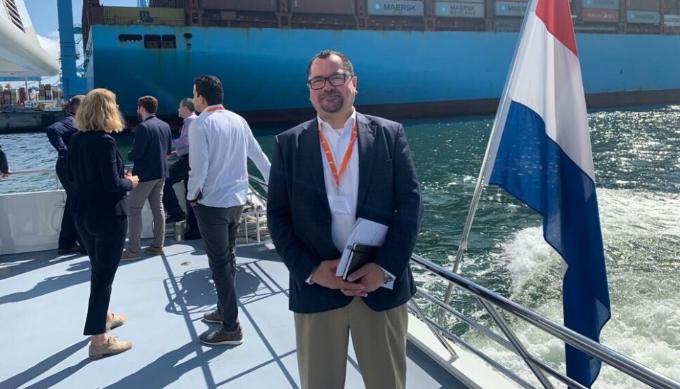 Luis Knaak en su reciente visita al puerto de Rotterdam.