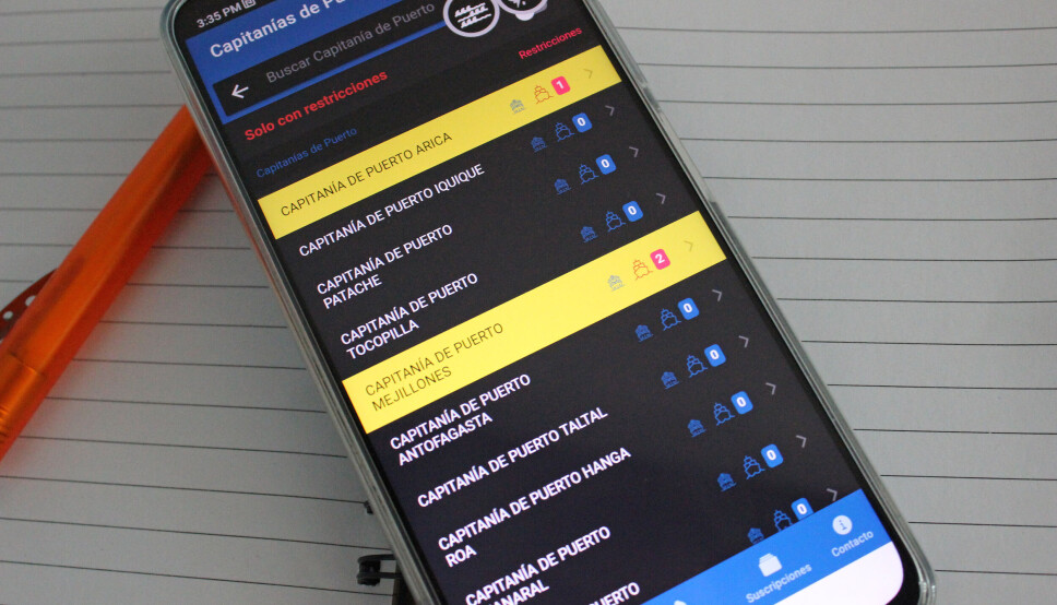 La App entrega en tiempo real detalles de bahías nacionales dependientes de más de 60 capitanías de puerto.