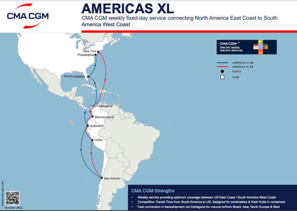 La infografía muestra los puertos de recalada del nuevo servicio marítimo.