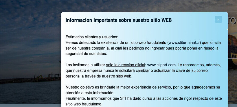 Detectan página web falsa que simulaba ser de una empresa portuaria