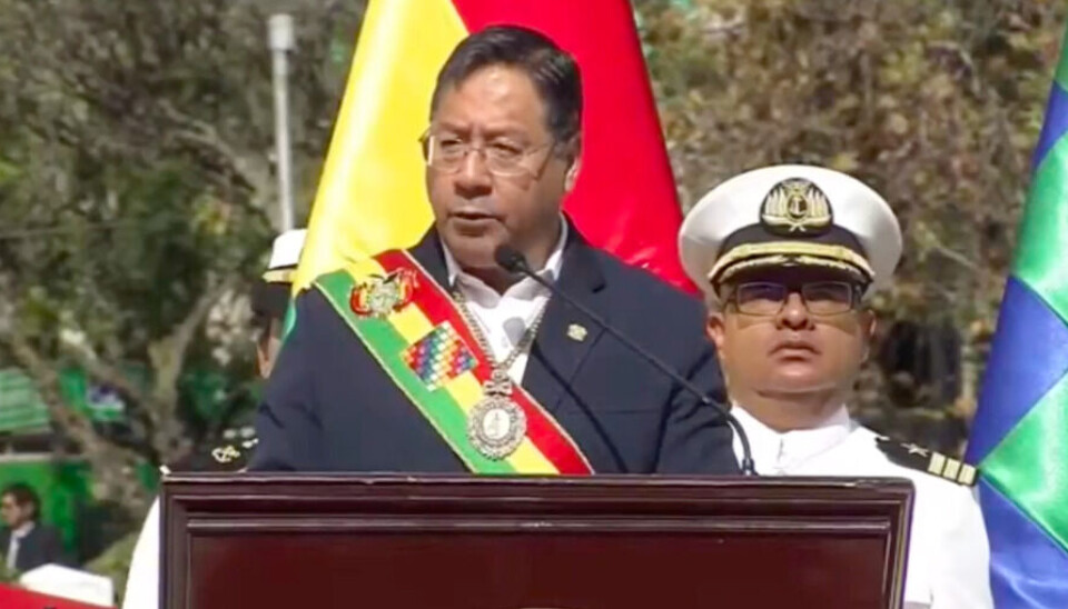 El Presidente del Estado Plurinacional de Bolivia, Luis Arce, en el acto de conmemoración del Día del Mar.