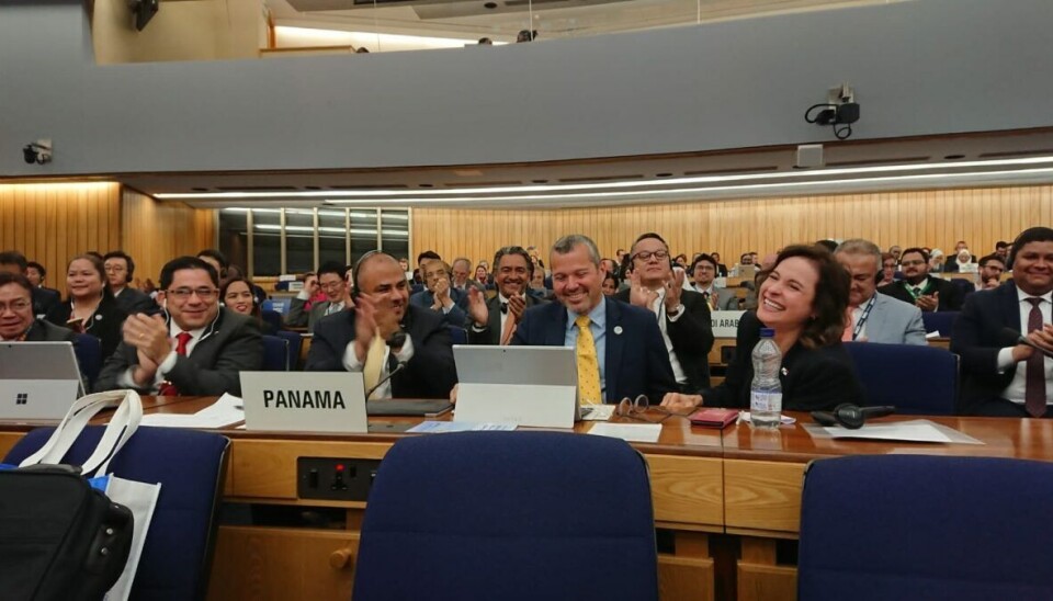 El momento de la elección de Arsenio Domínguez, decisión que debe ser ratificada por la Asamblea de los Estados Miembros de la Organización Marítima Internacional.