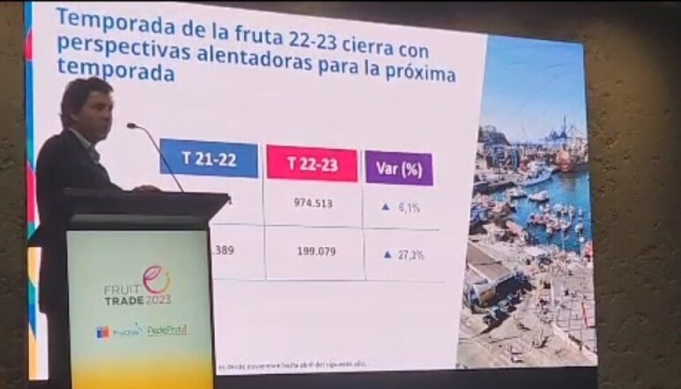 Franco Gandolfo, gerente general de EPV durante su exposición en Fruittrade 2023.