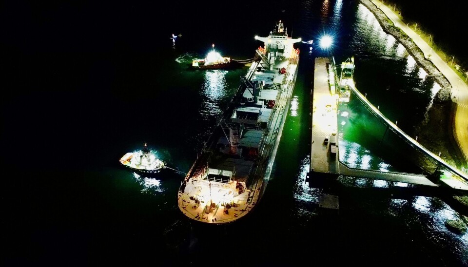 El barco Princess Pacific lleva una carga de astillas a Japón.