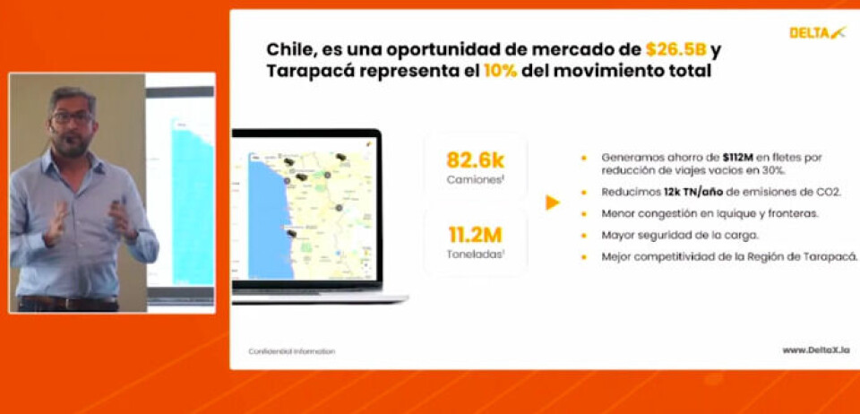 La captura de pantalla muestra la exposición del gerente de DeltaX, empresa de Bolivia que se quedó con el segundo lugar en el evento.
