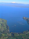 volcán, Los Lagos, región, lago, centro, jaula, cultivo