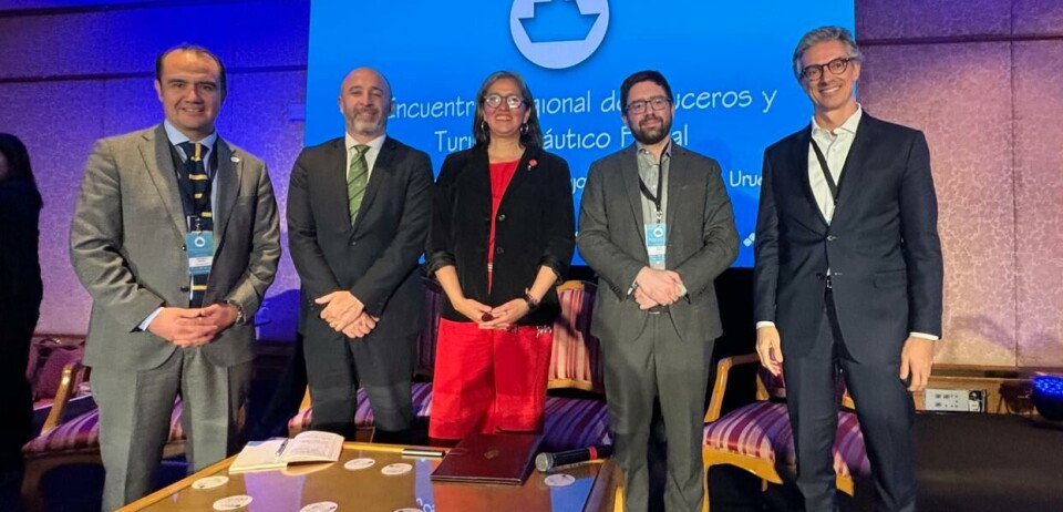 Ejecutivos del gremio en la visita a encuentro regional de Punta del Este.