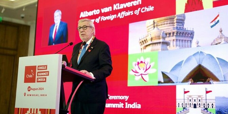 Alberto van Klaveren, ministro de Relaciones Exteriores en la inauguración del Chile Summit India.