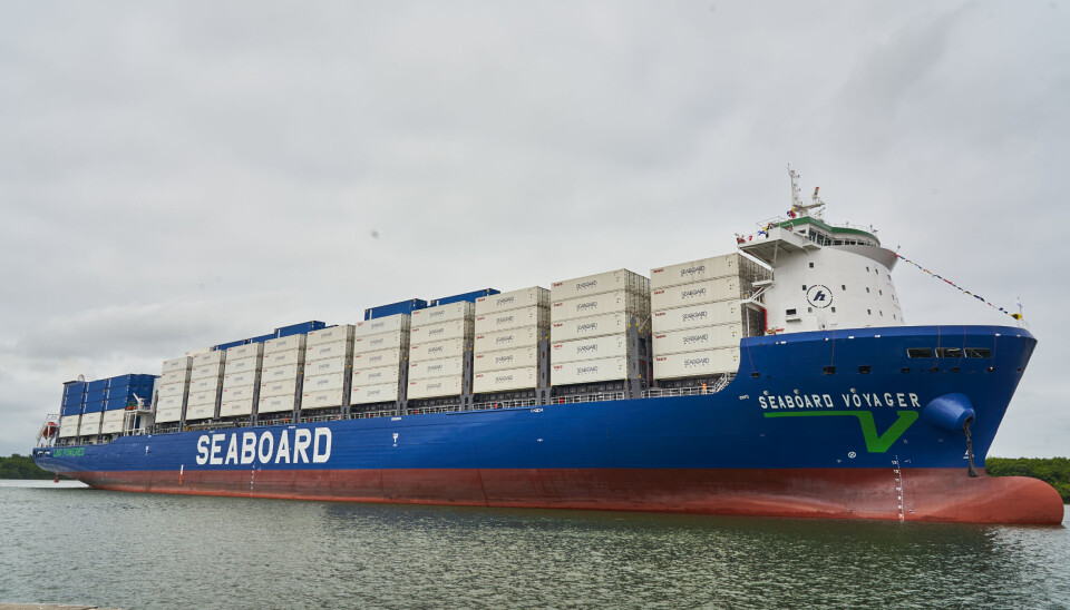 Seaboard Voyager es propulsado por gas natural licuado y puede navegar a máxima velocidad.
