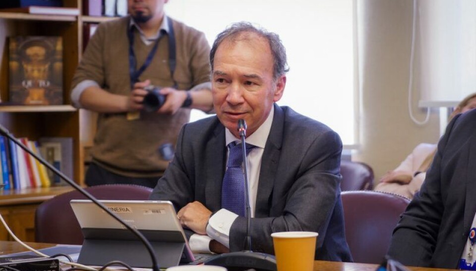 Iván Marambio, presidente de Frutas de Chile, durante su exposición en el Senado.