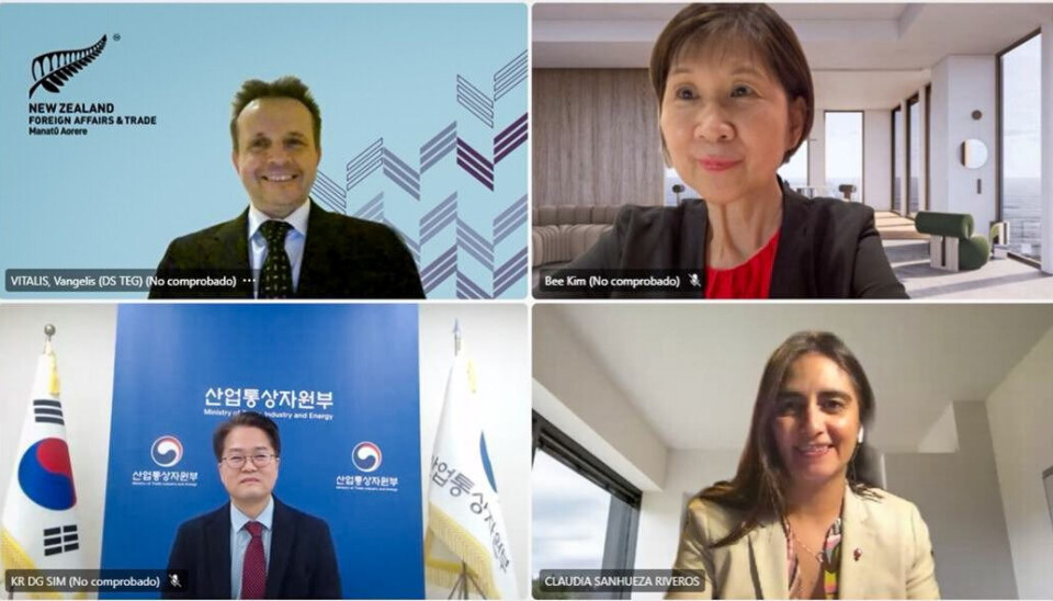 Las autoridades durante la reunión virtual del Comité Conjunto del Acuerdo sobre Economía Digital.