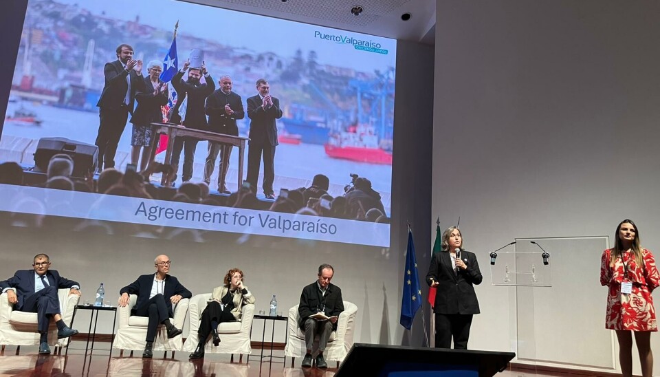Las representantes del terminal portuario en su presentación en Lisboa.