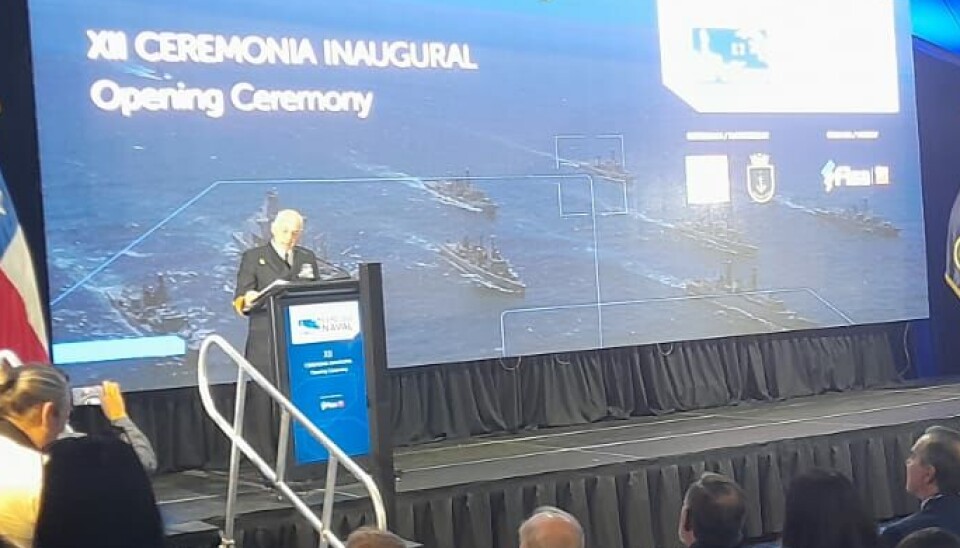 Comandante en Jefe de la Armada, Juan Andrés De La Maza, en su discurso de bienvenida en ExpoNaval.