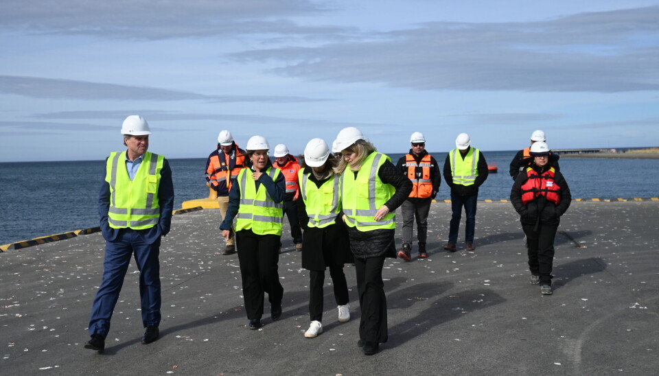 Ejecutivos y representantes de los organismos en la visita al terminal portuario.