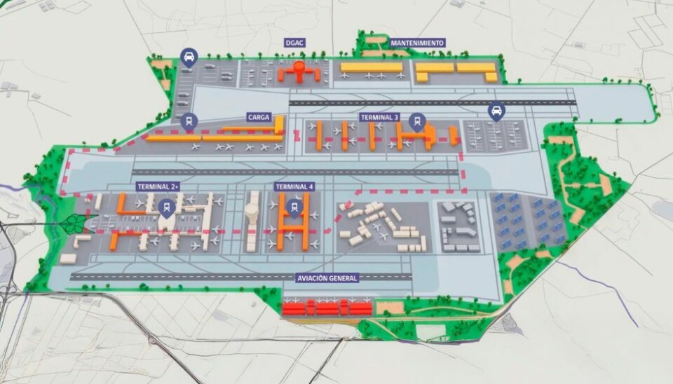 Mapa del nuevo recinto proyectado para el aeropuerto.