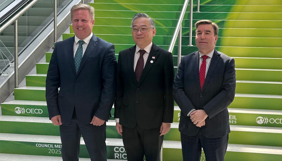 Autoridades de Chile, Singapur y Nueva Zelandia tras la reunión del grupo de trabajo.