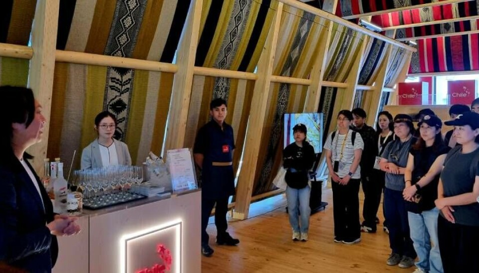 Visitantes durante la degustación de piscos en la feria mundial que se desarrolla en Japón.
